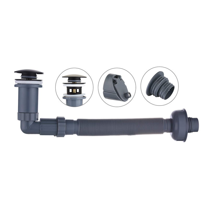 GORDEE P Trap Bathroom Sink Stopper Right-Angle Bottle Trap Complete Set Adjustable 1-1/4 Sink Drain Kit Tube, Threaded Tube Design for Bending Angles, Overflow Adjustable, Black - Image 1